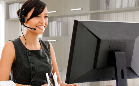 Women using a VXi Office Headset Women using a VXi Office Headset